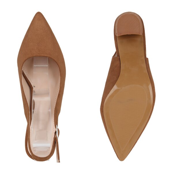 Stiefelparadies Damen Slingpumps in Hellbraun Zeitbegrenzte Promotion