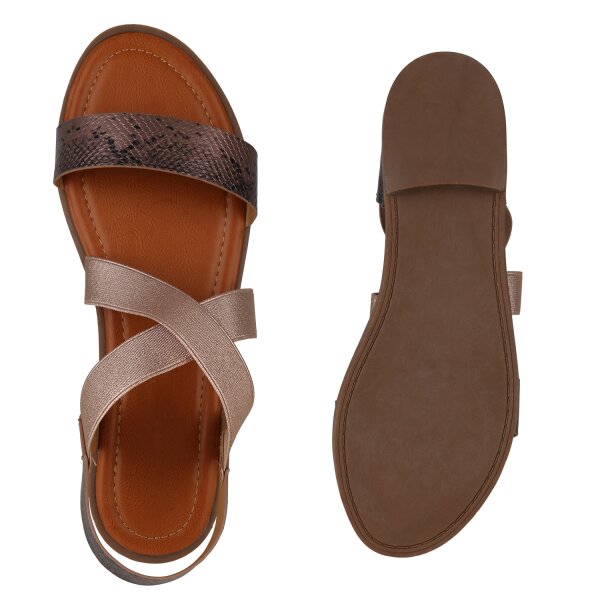 Stiefelparadies Damen Übergrößen Riemchensandalen in Rose Gold Nur für heute