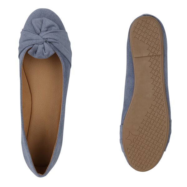 Stiefelparadies Damen Übergrößen Klassische Ballerinas in Blau Discount Store für neue Produkte