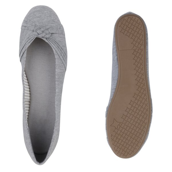 Stiefelparadies Damen Übergrößen Klassische Ballerinas in Grau Nur noch ein Tag übrig