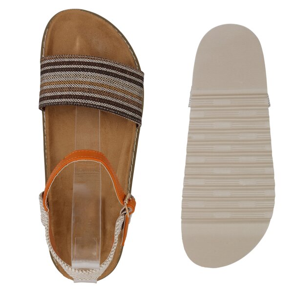 Stiefelparadies Damen Übergrößen Riemchensandalen in Orange Black Friday Preise