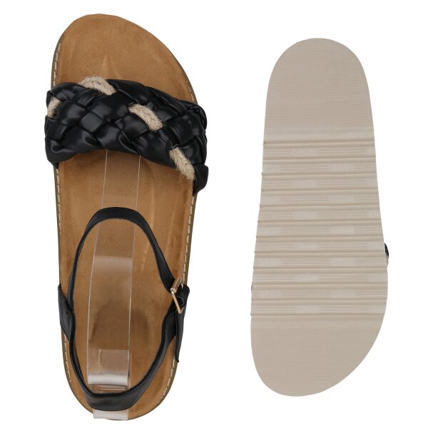 Stiefelparadies Damen Übergrößen Riemchensandalen in Schwarz Im Verkauf