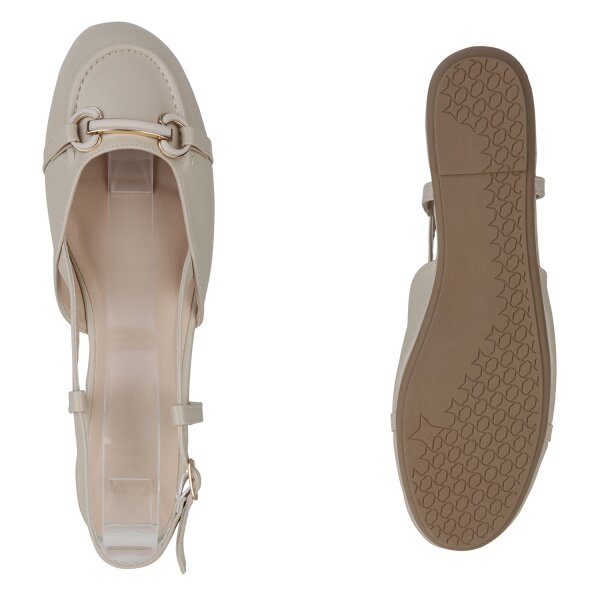 Stiefelparadies Damen Übergrößen Sling Ballerinas in Beige zollfrei