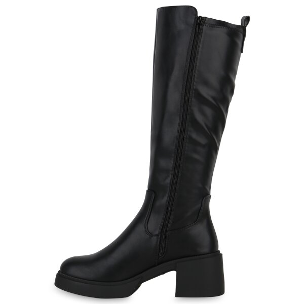 Stiefelparadies Damen Übergrößen Klassische Stiefel in Schwarz Auslauf