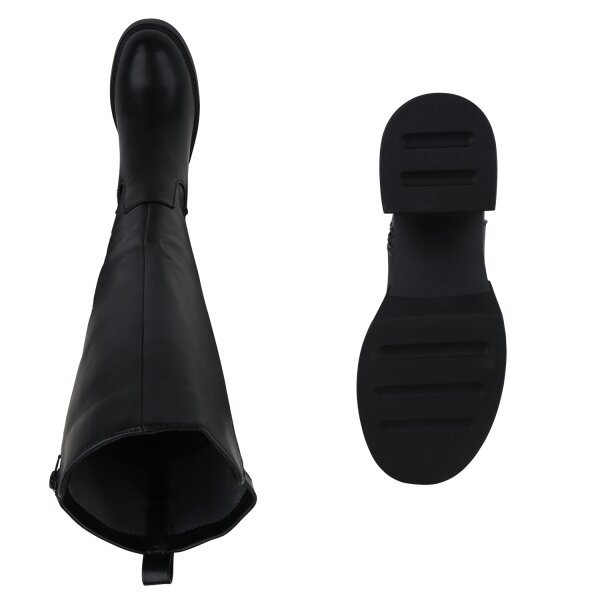 Stiefelparadies Damen Übergrößen Klassische Stiefel in Schwarz Auslauf