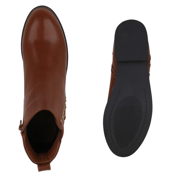 Stiefelparadies Damen Übergrößen Klassische Stiefeletten in Hellbraun Verkauf