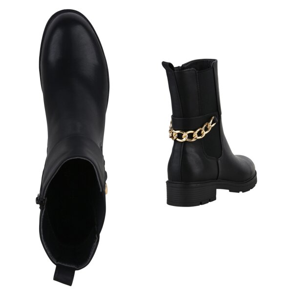 Stiefelparadies Damen Übergrößen Klassische Stiefeletten in Schwarz Hotsell
