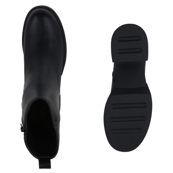 Stiefelparadies Damen Übergrößen Klassische Stiefeletten in Schwarz Schlussverkauf