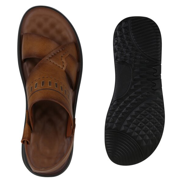 Stiefelparadies Herren Komfort Sandalen in Hellbraun Neueste Mode