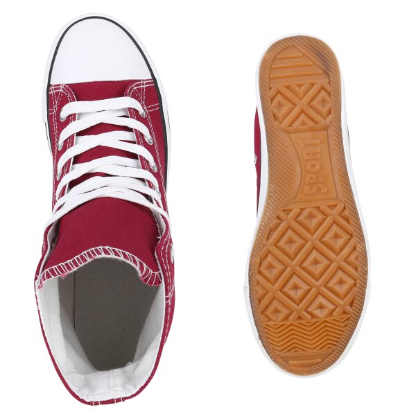Stiefelparadies Herren Sneaker high in Dunkelrot Fabrik Onlineshop