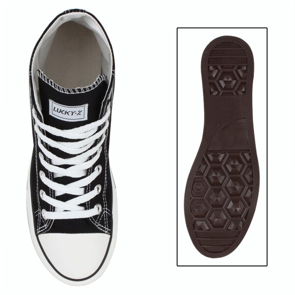 Stiefelparadies Herren Sneaker high in Schwarz Lucky Fabrikpreis