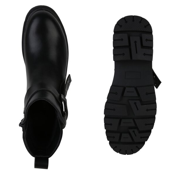Stiefelparadies Damen Biker Boots in Schwarz Exklusivangebot