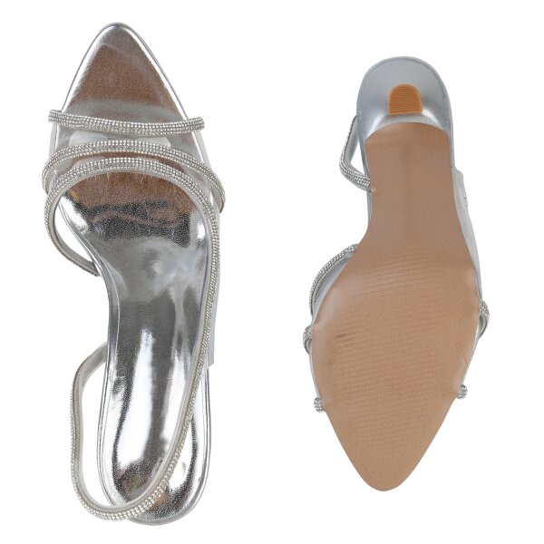 Stiefelparadies Damen High Heels in Silber Saisonschlussverkauf