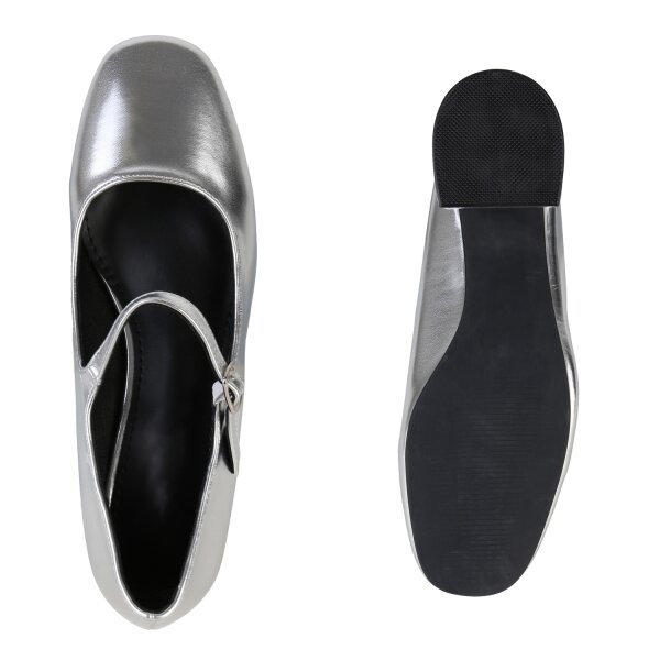 Stiefelparadies Damen Mary Janes in Silber Cyber Monday