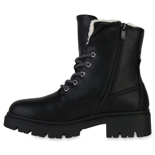 Stiefelparadies Damen Schnürstiefeletten in Schwarz Osterangebot