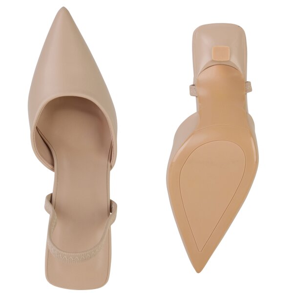 Stiefelparadies Damen Slingpumps in Beige Muttertagsangebot