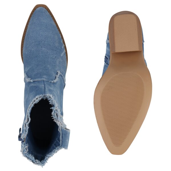 Stiefelparadies Damen Cowboy Boots in Hellblau Zeitlich begrenztes Angebot