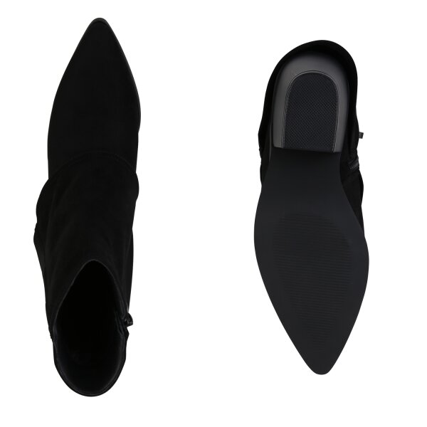 Stiefelparadies Damen Cowboy Boots in Schwarz Velours Neuheiten
