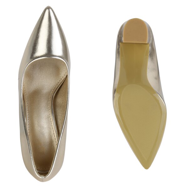 Stiefelparadies Damen Spitze Pumps in Gold VIP-Rabatte