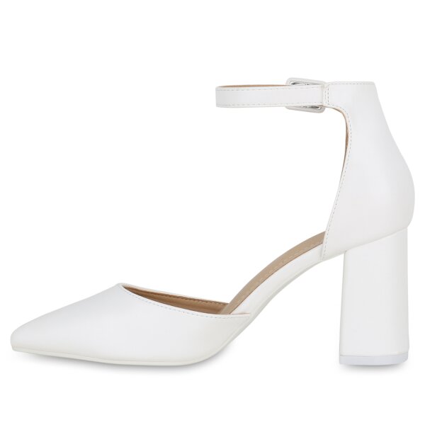 Stiefelparadies Damen Spitze Pumps in Weiss Super Sparpreis