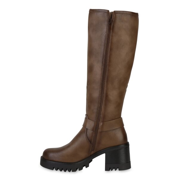 Stiefelparadies Damen Bikerstiefel in Khaki Begrenzte Freigabe