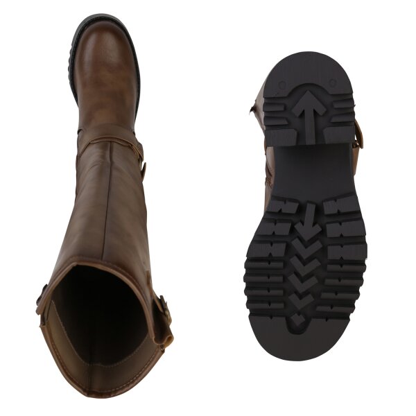Stiefelparadies Damen Bikerstiefel in Khaki Begrenzte Freigabe