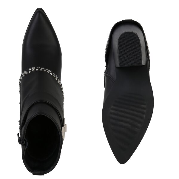 Stiefelparadies Damen Cowboy Boots in Schwarz Letzte 3 Tage