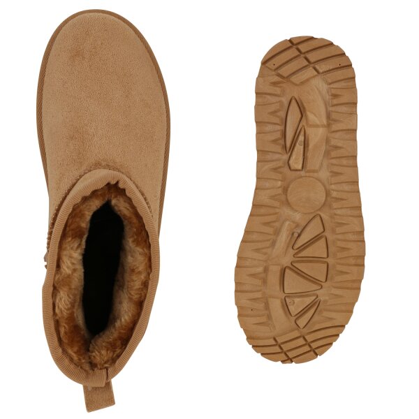 Stiefelparadies Damen Winter Boots in Hellbraun Discount Store für neue Produkte