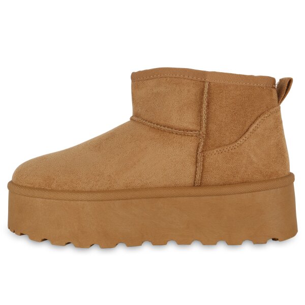 Stiefelparadies Damen Winter Boots in Hellbraun Discount Store für neue Produkte
