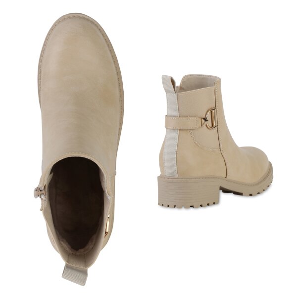 Stiefelparadies Damen Klassische Stiefeletten in Beige 50% Rabatt mit kostenlosem Versand