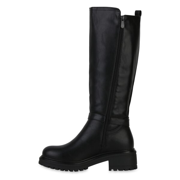 Stiefelparadies Damen Bikerstiefel in Schwarz Clearance-Verkauf