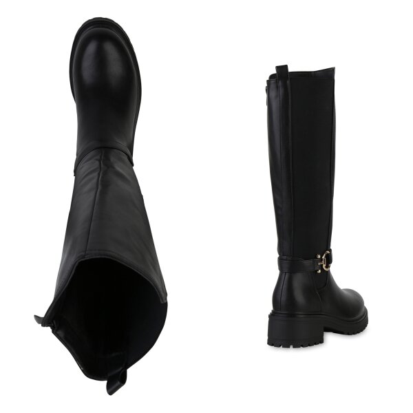 Stiefelparadies Damen Bikerstiefel in Schwarz Clearance-Verkauf