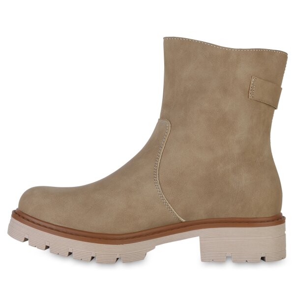 Stiefelparadies Damen Klassische Stiefeletten in Khaki Kostenloser Versand international