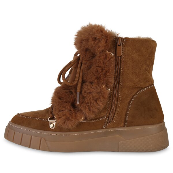 Stiefelparadies Damen Winter Boots in Hellbraun Speichern exportieren