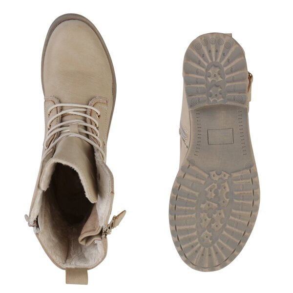 Stiefelparadies Damen Schnürstiefeletten in Beige Rabatte dieses Monats