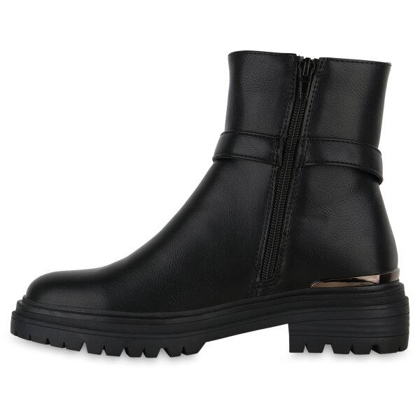 Stiefelparadies Damen Biker Boots in Schwarz Fabrikverkauf