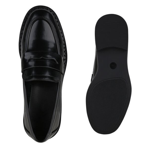 Stiefelparadies Damen Loafers in Schwarz Limitierter Zeitrabatt