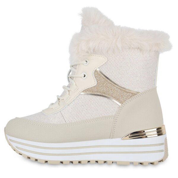 Stiefelparadies Damen Sneakerstiefel in Beige Flash Sale