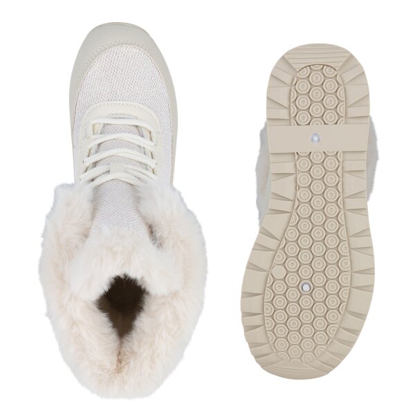 Stiefelparadies Damen Sneakerstiefel in Beige Flash Sale