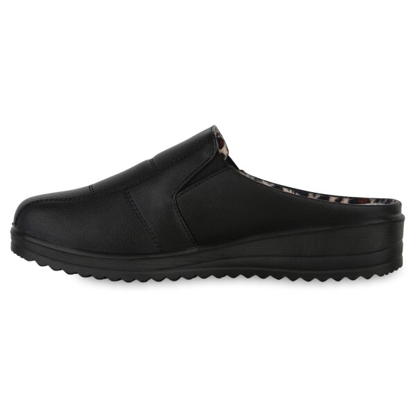 Stiefelparadies Damen Pantoffeln in Schwarz Cyber Monday