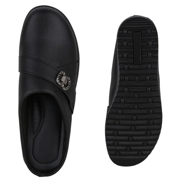 Stiefelparadies Damen Pantoffeln in Schwarz Weihnachtsangebot