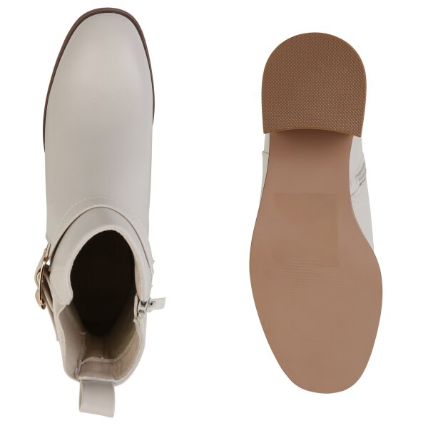 Stiefelparadies Damen Biker Boots in Beige Große Rabatte