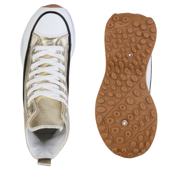 Stiefelparadies Damen Plateau Sneaker in Gold Bestseller