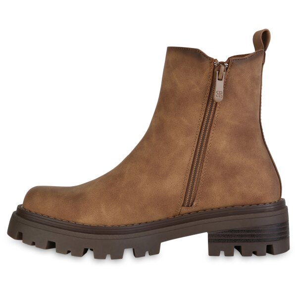 Stiefelparadies Damen Klassische Stiefeletten in Hellbraun Wochenangebot