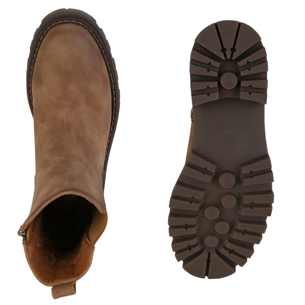Stiefelparadies Damen Klassische Stiefeletten in Hellbraun Wochenangebot