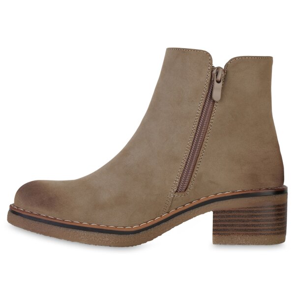 Stiefelparadies Damen Klassische Stiefeletten in Khaki Begrenzte Freigabe