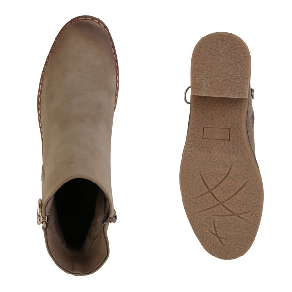 Stiefelparadies Damen Klassische Stiefeletten in Khaki Begrenzte Freigabe