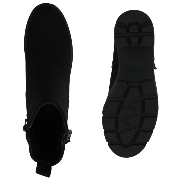 Stiefelparadies Damen Klassische Stiefeletten in Schwarz Neueste Stile