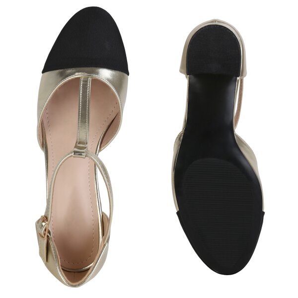 Stiefelparadies Damen Mary Janes in Gold Letzte 2 Tage