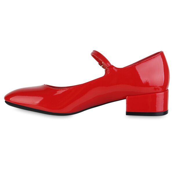 Stiefelparadies Damen Riemchenballerinas in Rot Lack Bis zu 50% Rabatt